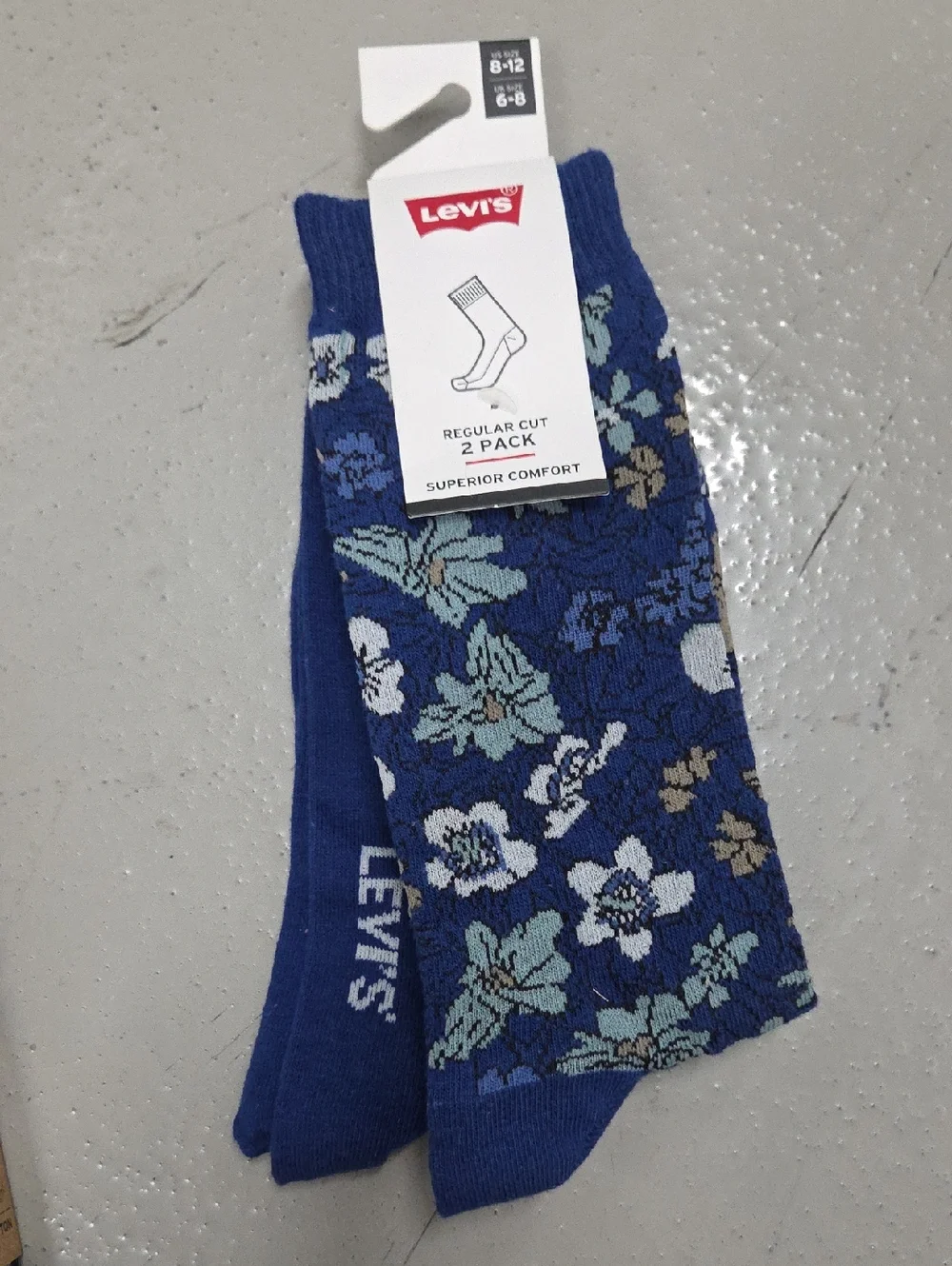 Levi's Blue Floral Crew Socks - 2 Pack